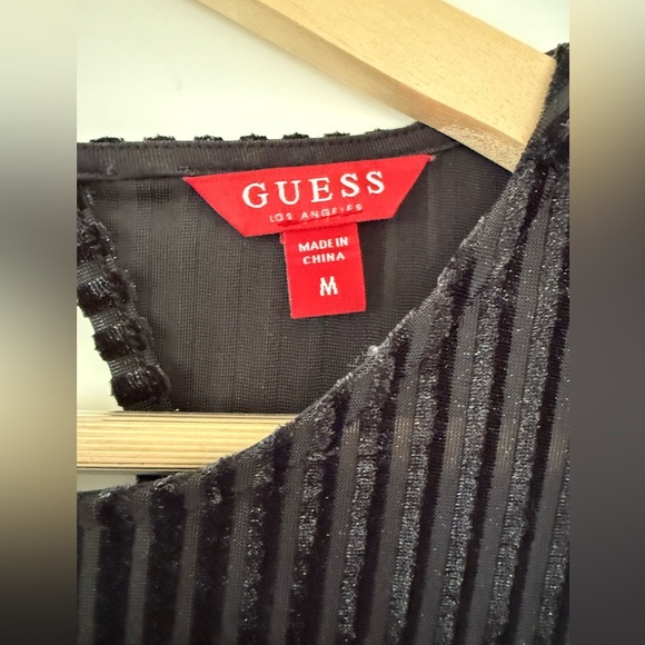 Guess Shimmer & Ribbed Open Back Bodysuit, size medium. - Picture 2 of 8